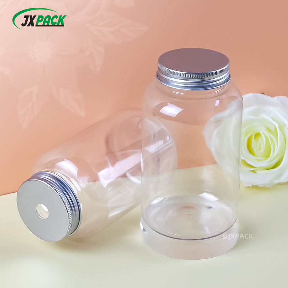 Niedliche Boba-Tassen, runde Form, Milchteeglas mit Metallverschluss