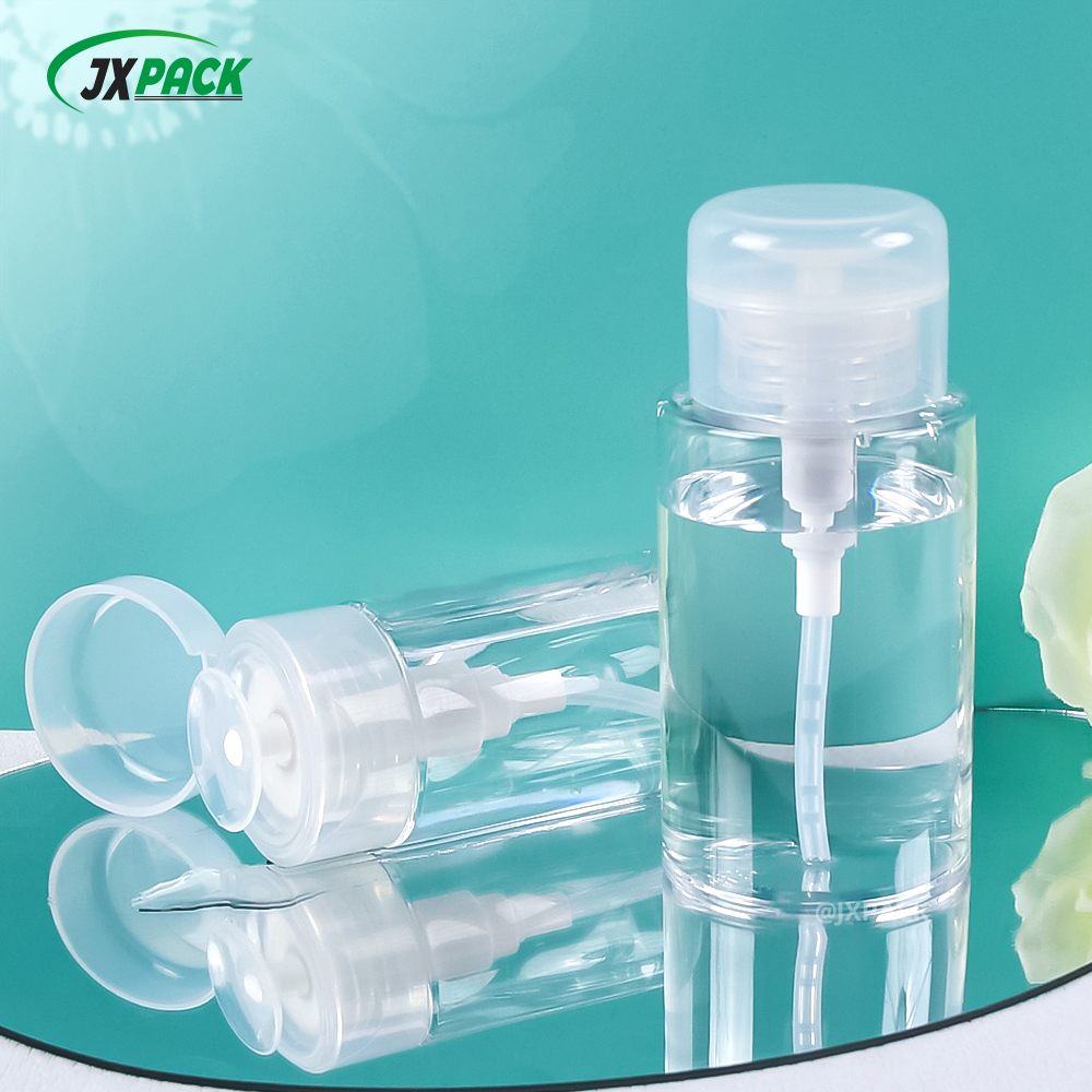 Leere Pumpflasche zum Herunterdrücken des Augen-Make-up-Nagellackentferners